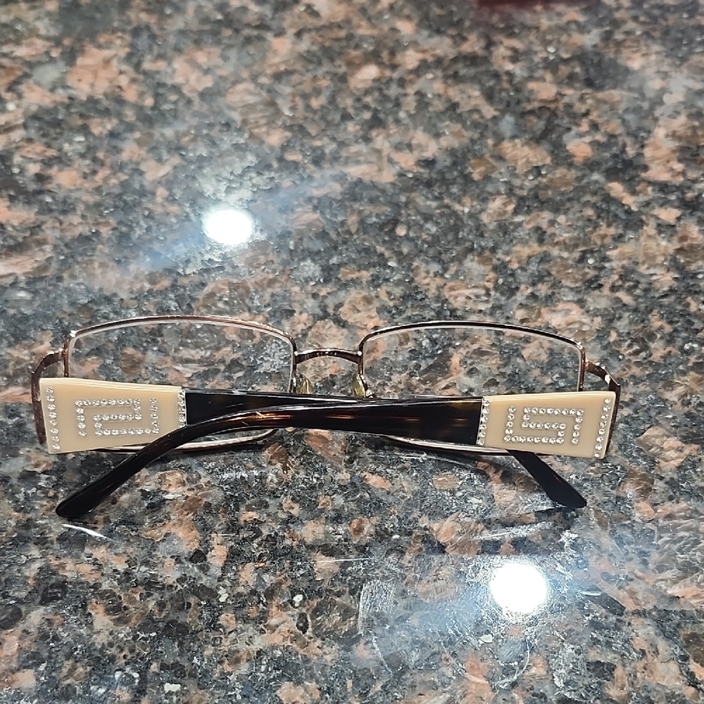 Versace Stylish Gold and Black Glasses with Rhinestone Detail